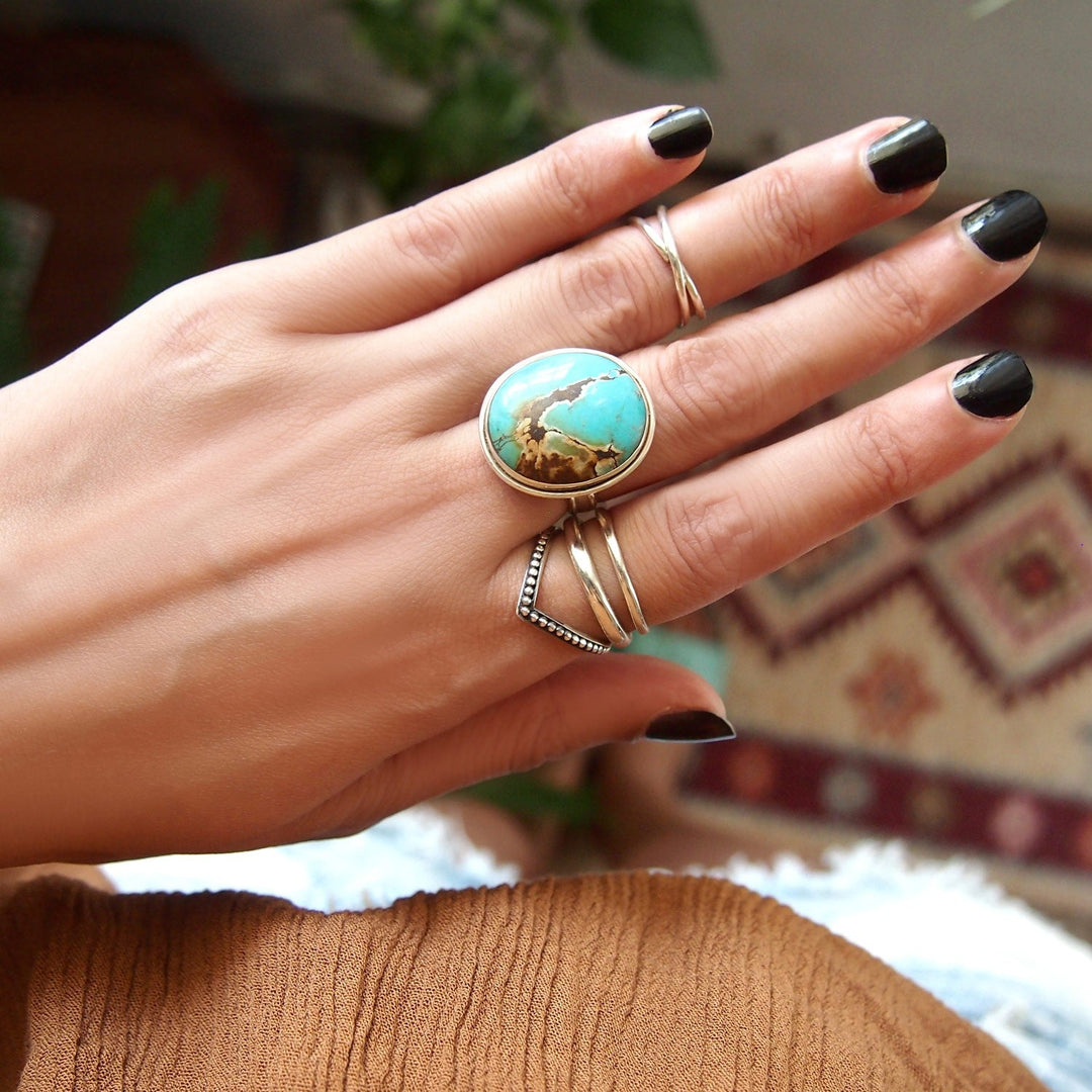 Chevron Sterling Silver Ring - Ideal for Thumb