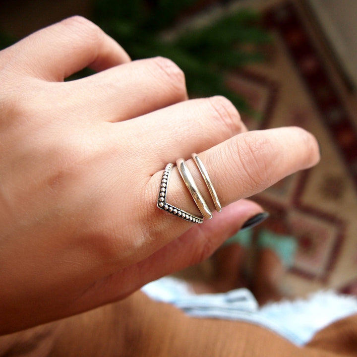 Chevron Sterling Silver Ring - Ideal for Thumb