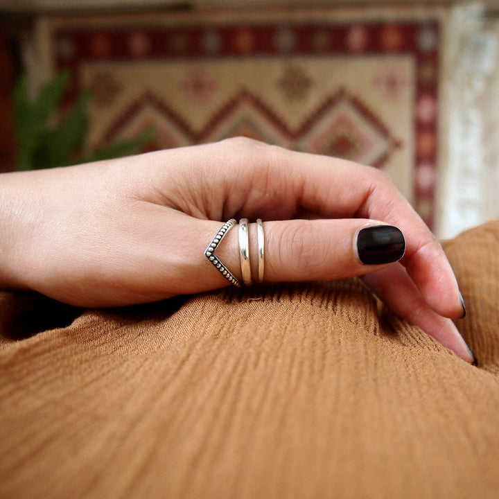 Chevron Sterling Silver Ring - Ideal for Thumb