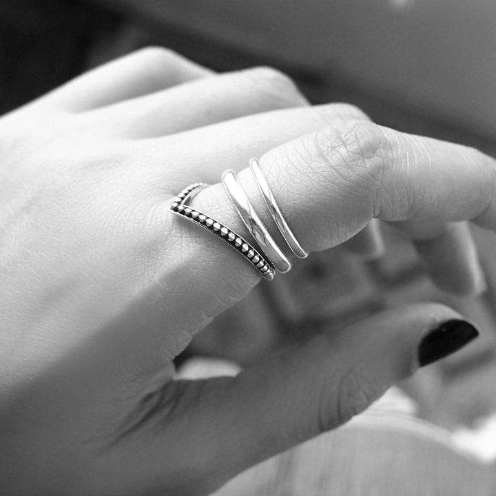 Chevron Sterling Silver Ring - Ideal for Thumb