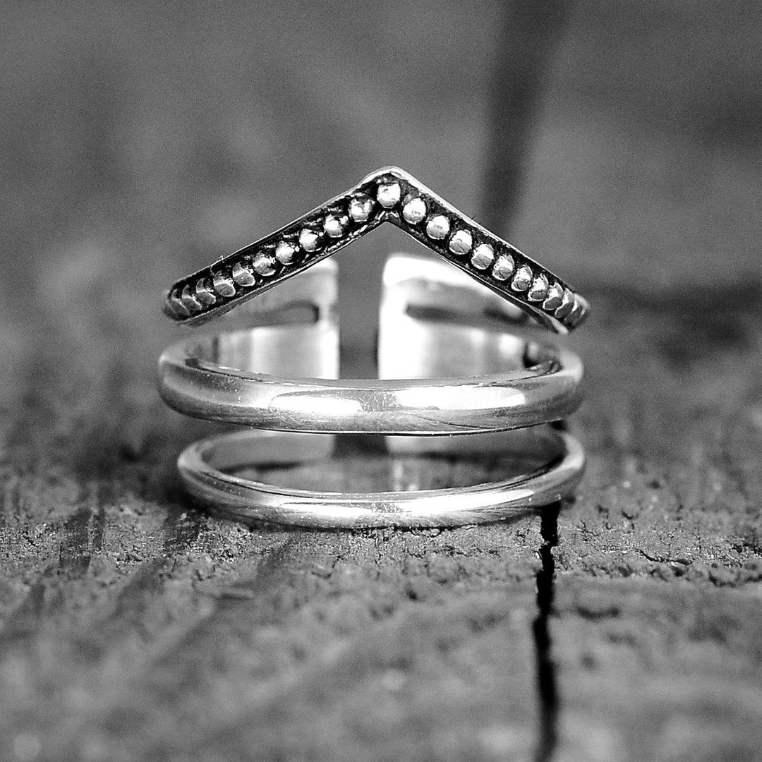 Chevron Sterling Silver Ring - Ideal for Thumb