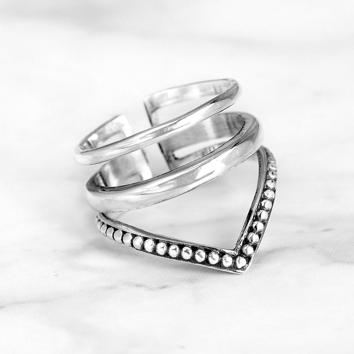 Chevron Sterling Silver Ring - Ideal for Thumb