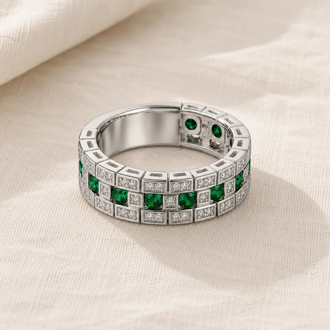 Bague Élégante en Émeraude Matrix
