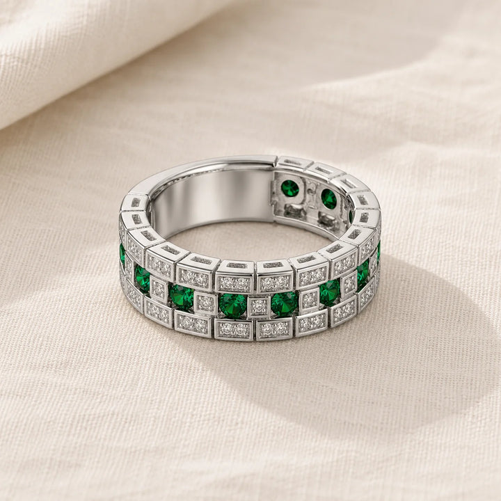 Bague Élégante en Émeraude Matrix