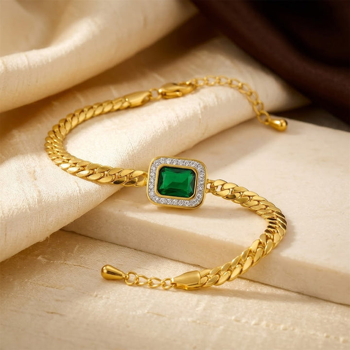 Golden Emerald Chain Bracelet