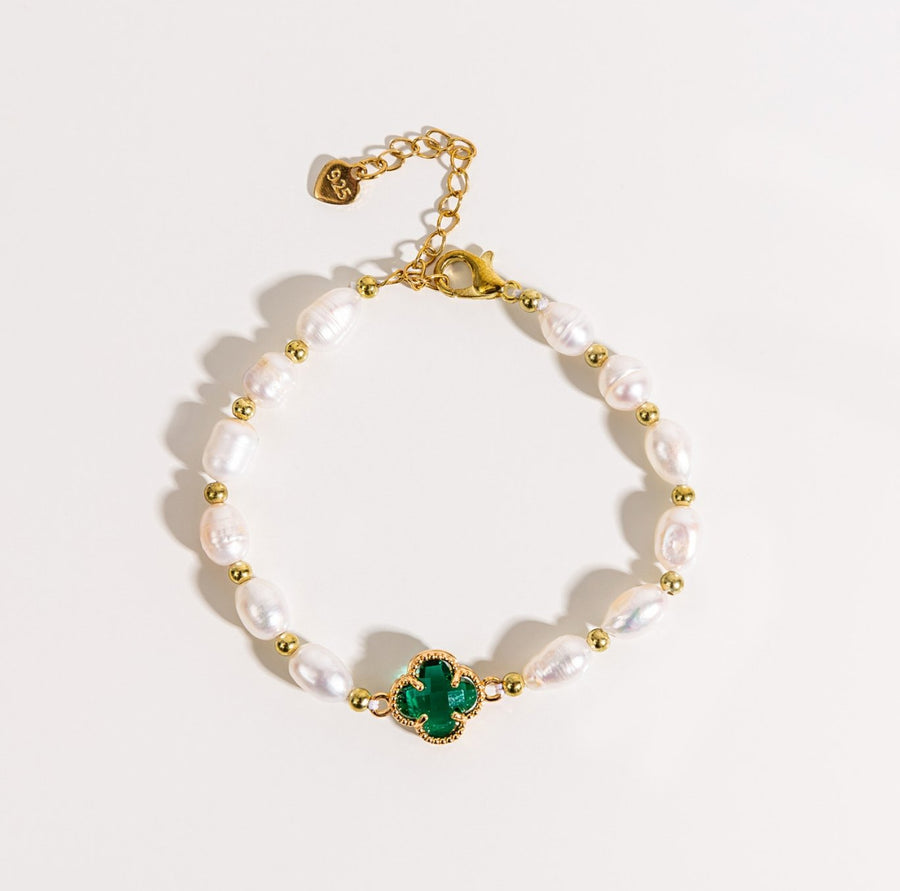 Bracelet en trèfle émeraude orné d&