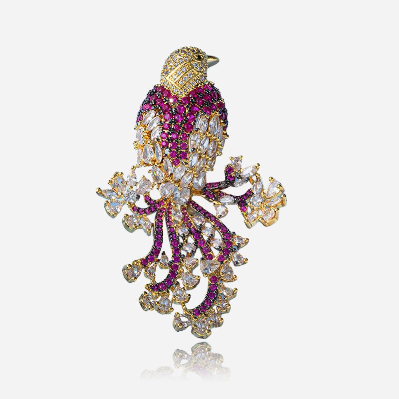 Broche Oiseau Chanteur avec Couronne