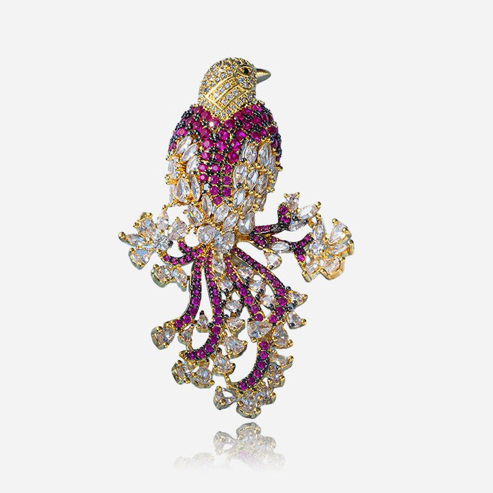 Broche Oiseau Chanteur avec Couronne