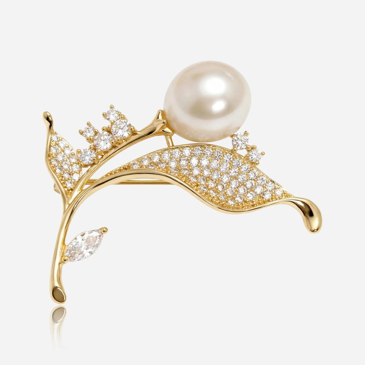 Broche en Perle de Feuille de Cristal