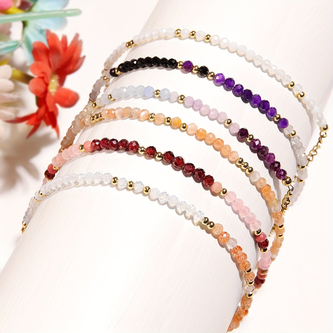 Bracelet en Pierre de Lune Naturelle et Pierre de Soleil