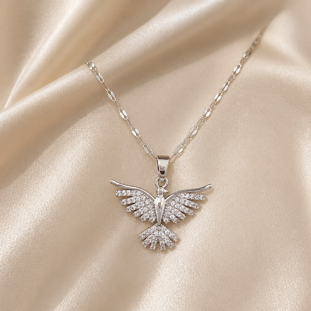 Collier Phénix en Zirconium et Or Blanc