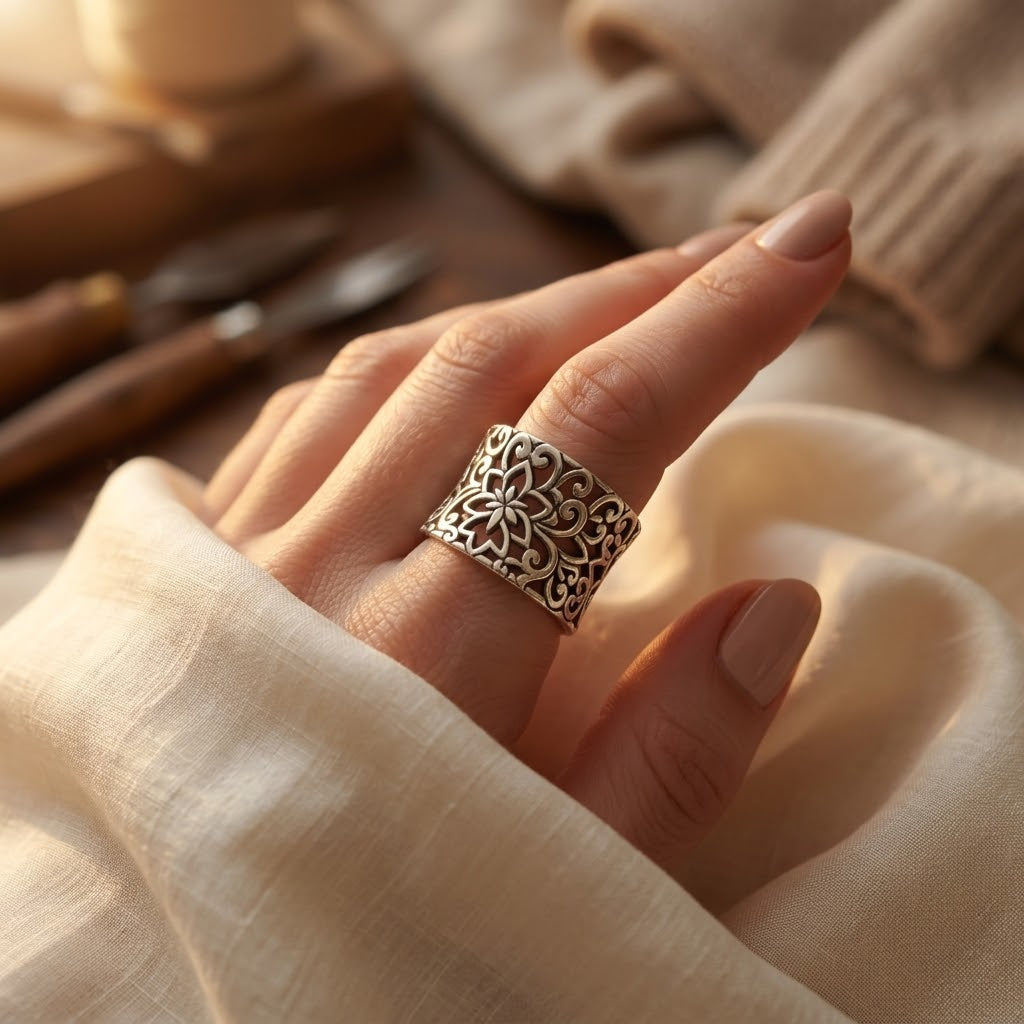 Bague en argent ornée de filigrane
