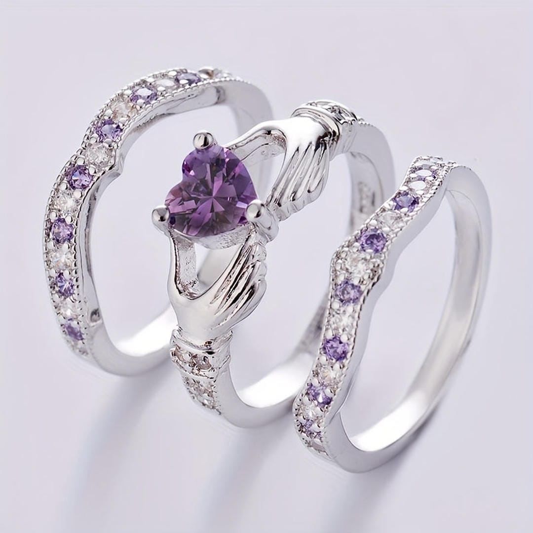 Ensemble de Bagues Claddagh en Coeur