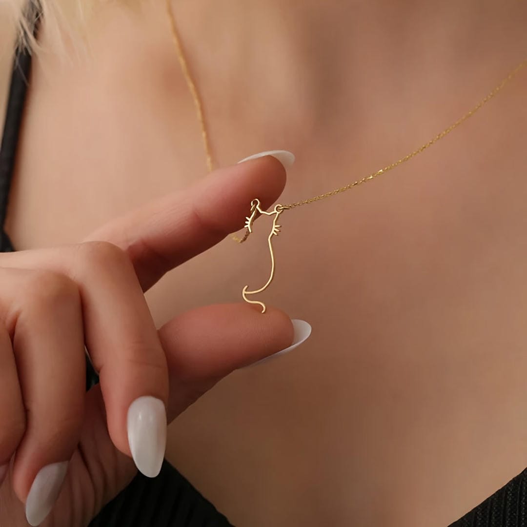 Pendentif en Or en Silhouette de Chat