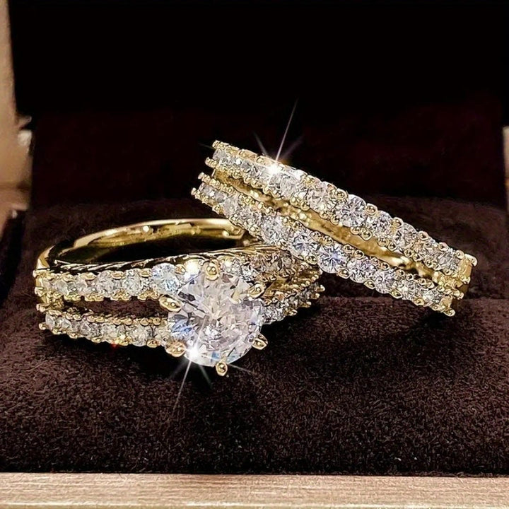 Ensemble de Bagues Halo Éclatant