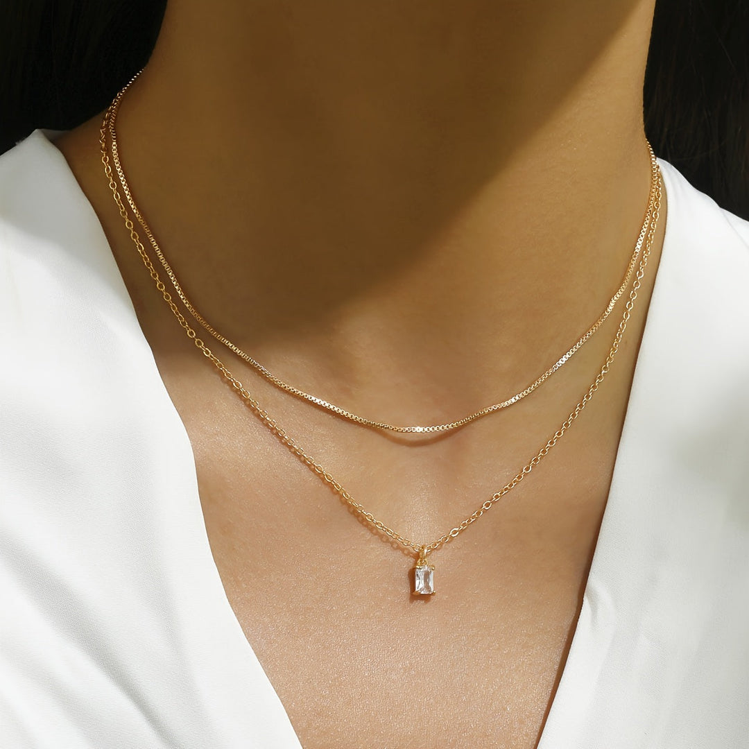 Collier à Double Couche en Zircon
