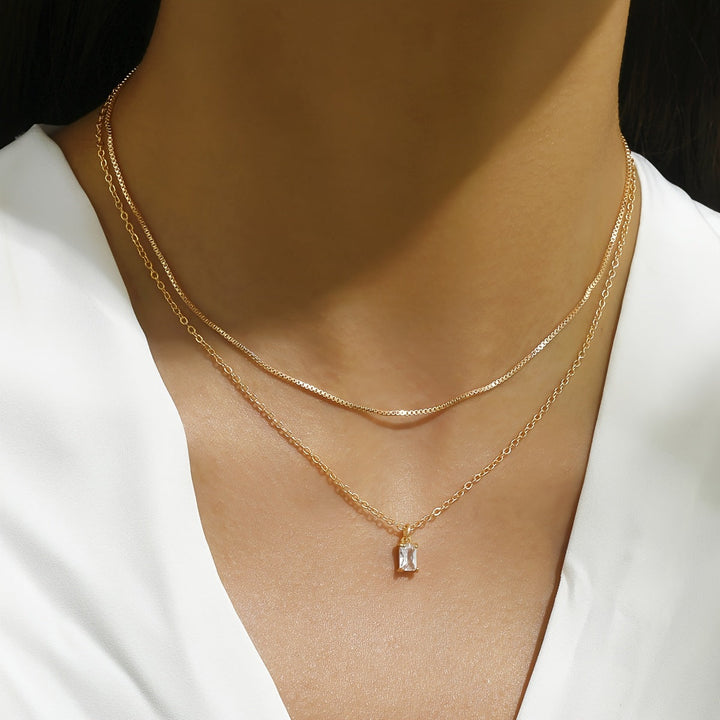 Collier à Double Couche en Zircon