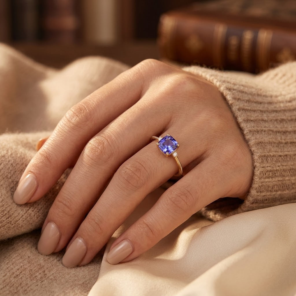Gold and Amethyst Solitaire Ring