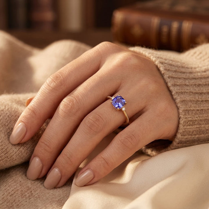 Gold and Amethyst Solitaire Ring