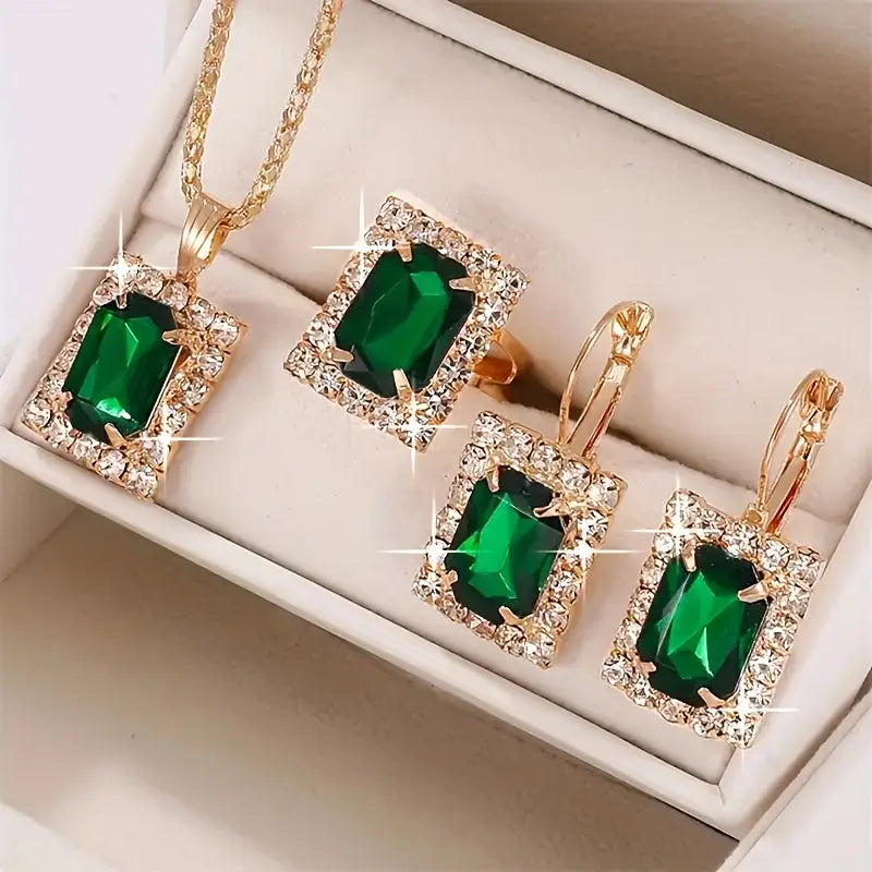 Sylvara Greenveil Jewellery Set | White Gold