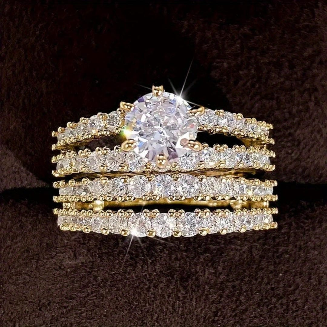 Ensemble de Bagues Halo Éclatant