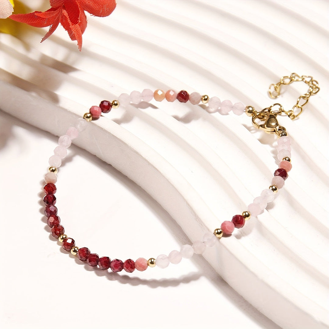 Bracelet en Pierre de Lune Naturelle et Pierre de Soleil