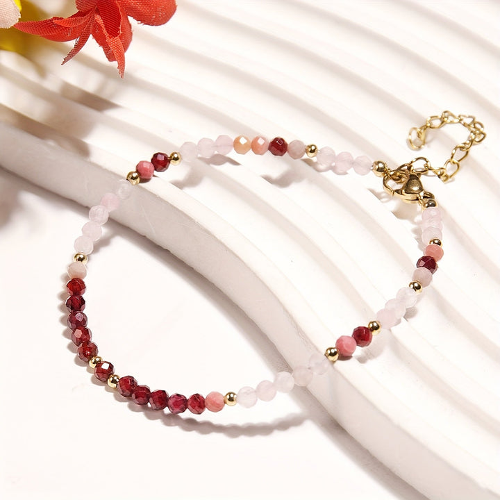 Bracelet en Pierre de Lune Naturelle et Pierre de Soleil
