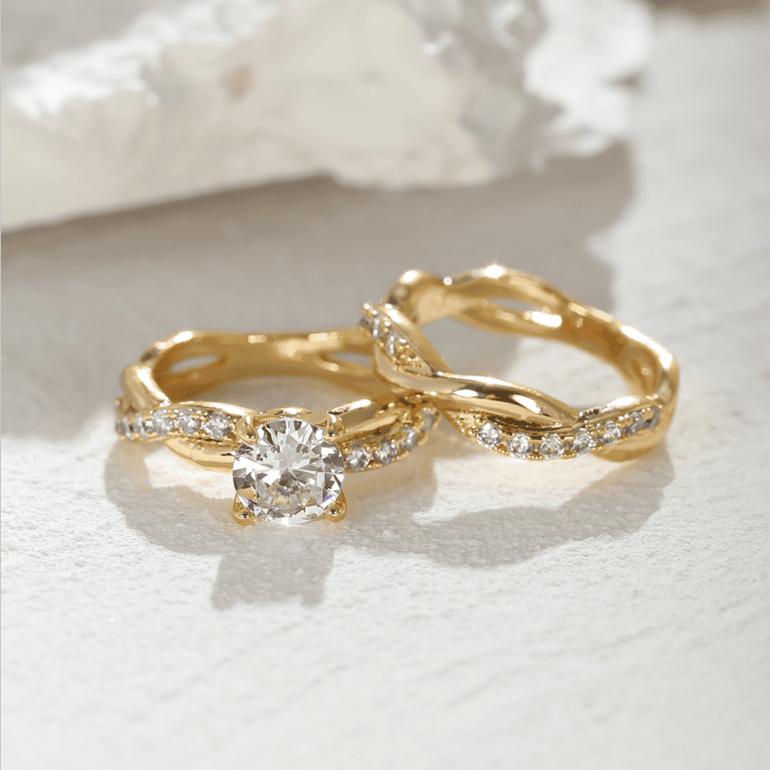Ensemble de Bagues en Cristal Tordu