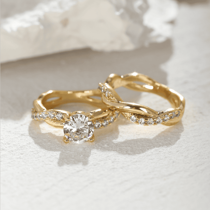 Ensemble de Bagues en Cristal Tordu