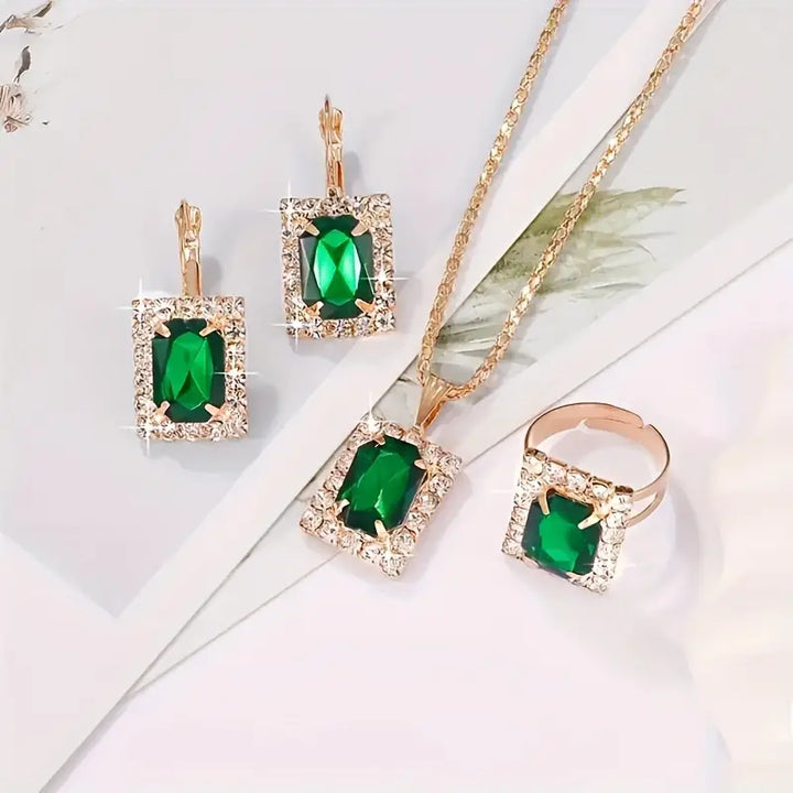 Sylvara Greenveil Jewellery Set | White Gold