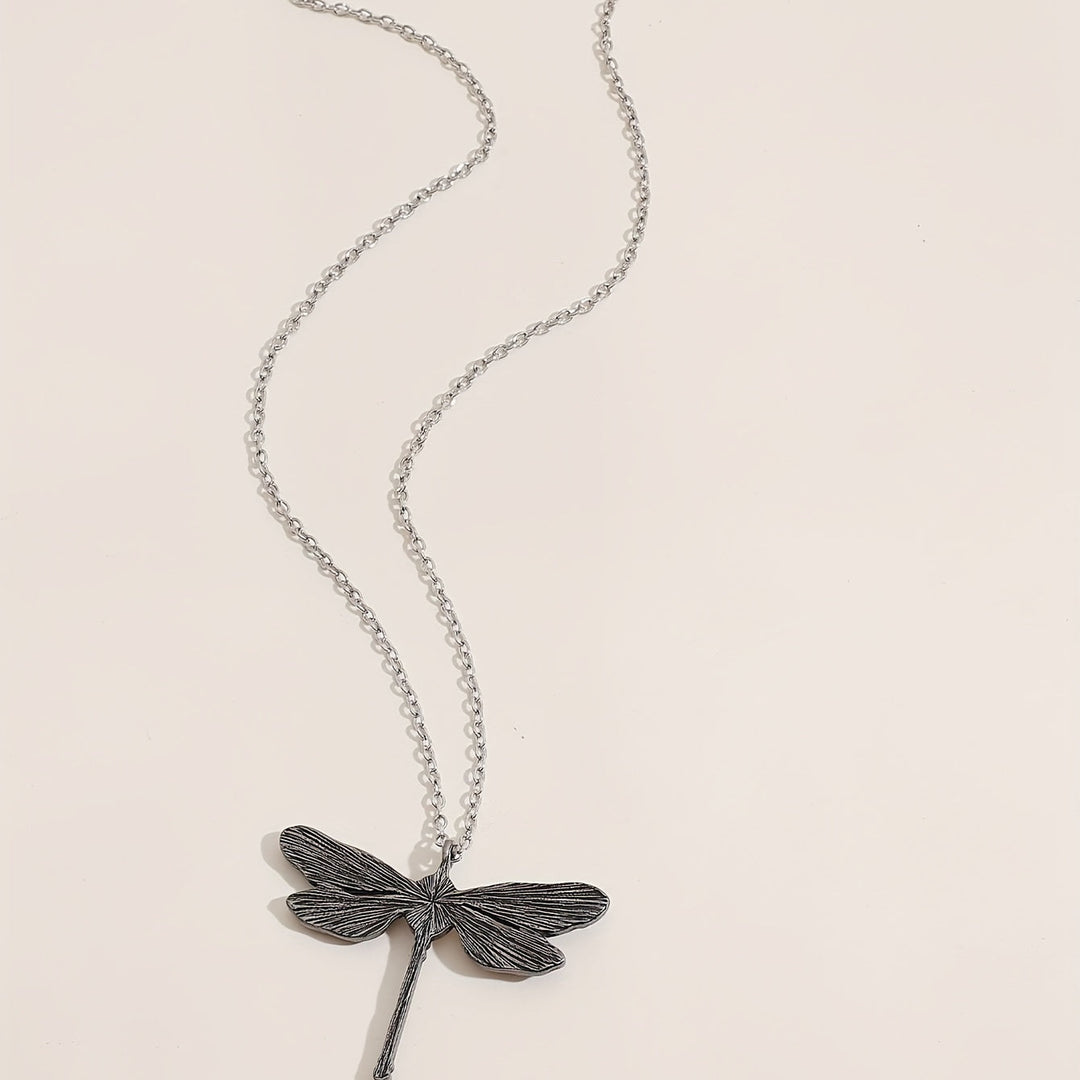 Collier Pendentif Libellule Vintage en Pierre de Lune