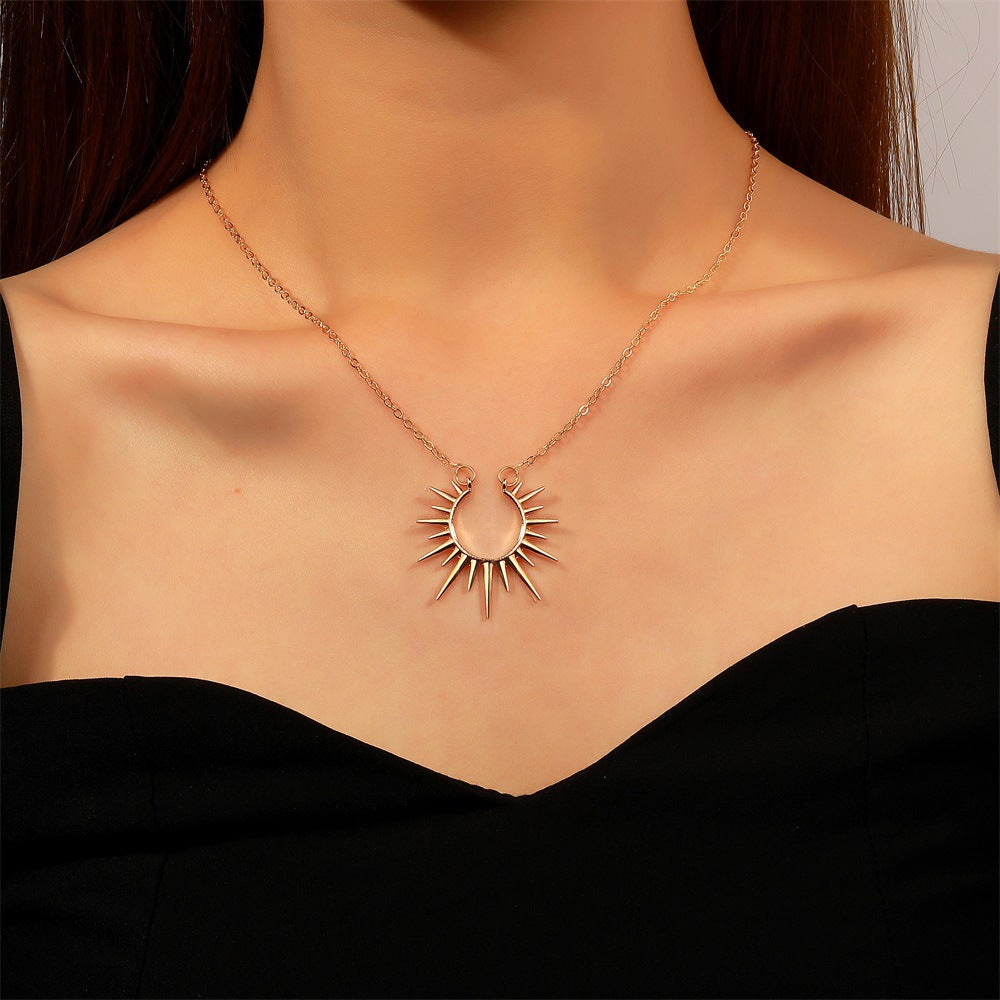 Collier Pendentif en Or Blanc Tournesol