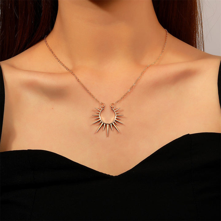 Collier Pendentif en Or Blanc Tournesol