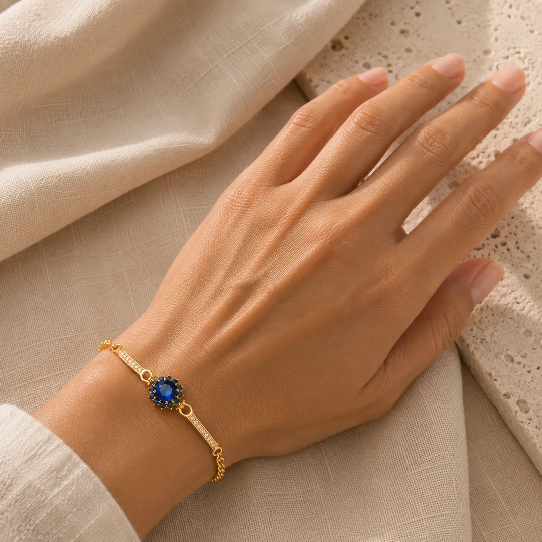 Bracelet en zirconium bleu cristal prestigieux