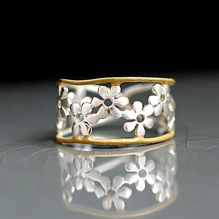 Bague Marguerite Réglable en Émail