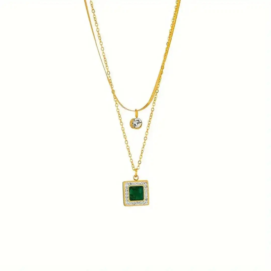 Collier Double en Or avec Émeraude