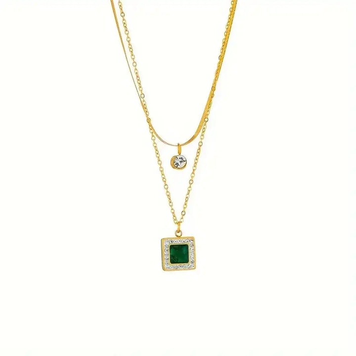 Collier Double en Or avec Émeraude