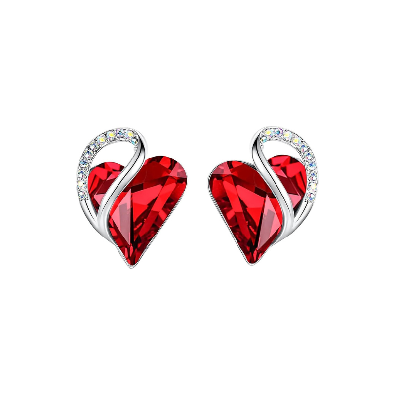 Infinity Heart Shaped Ruby Earrings | White Gold