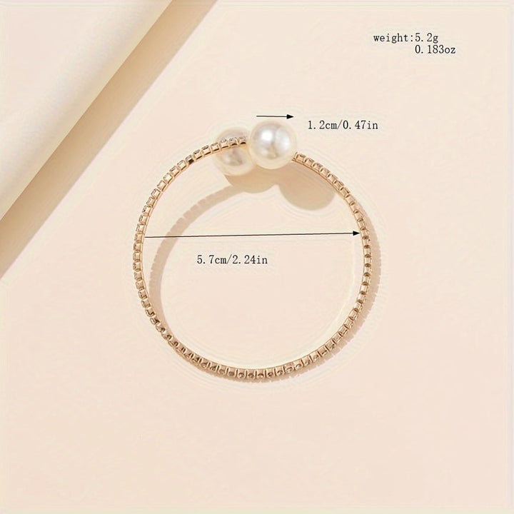 Inlaid Rhinestone Pearl Bracelet