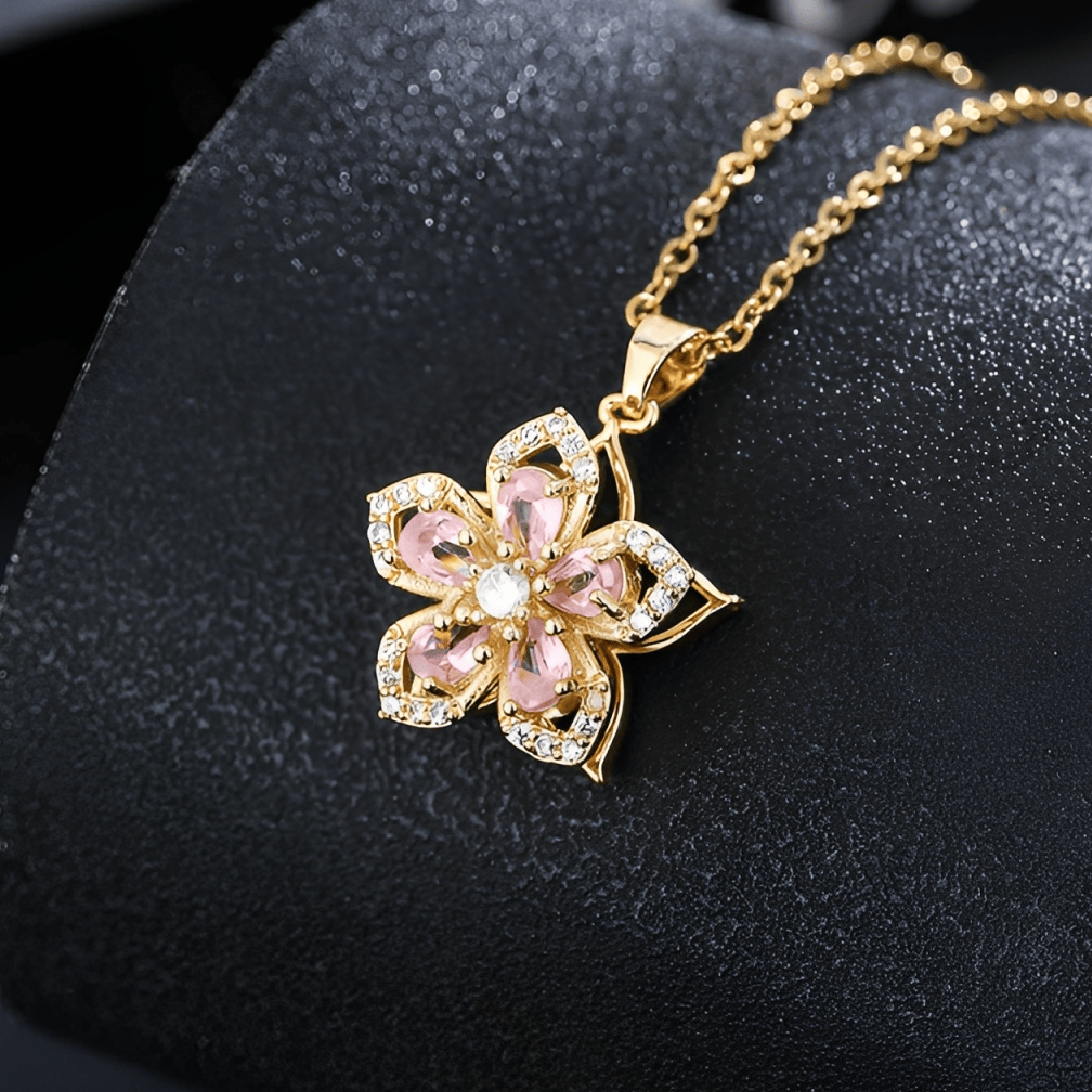 Collier en Tourmaline Rose en forme de Fleur