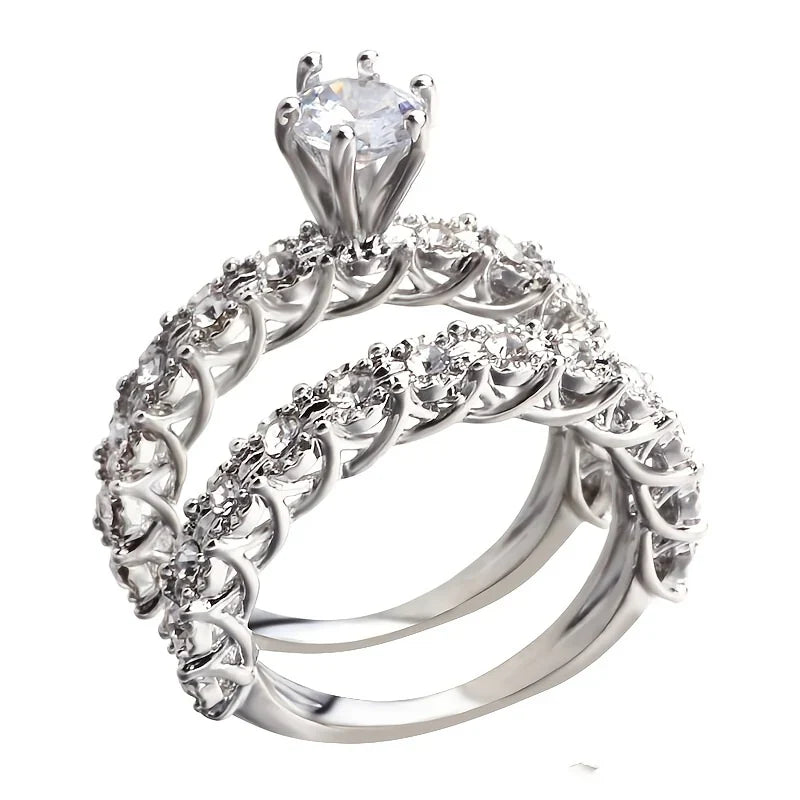 Ensemble de Bagues en Cristaux Floraux Halo