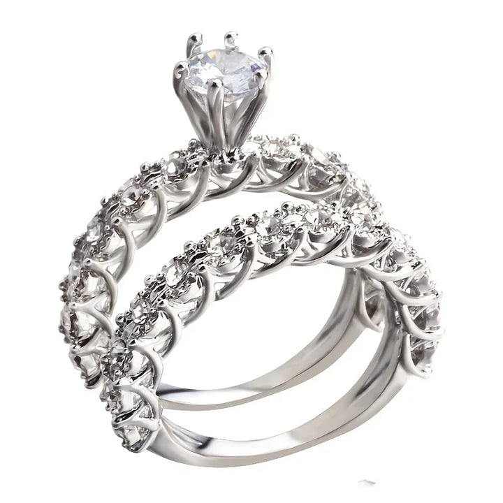 Ensemble de Bagues en Cristaux Floraux Halo