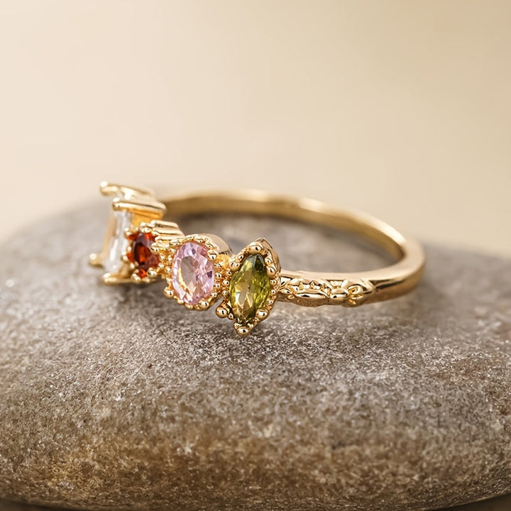Bague Rétro en Gemmes Multicolores