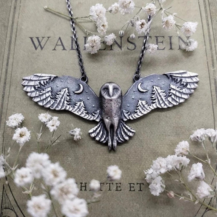 Collier Pendentif Hibou en Argent Vintage