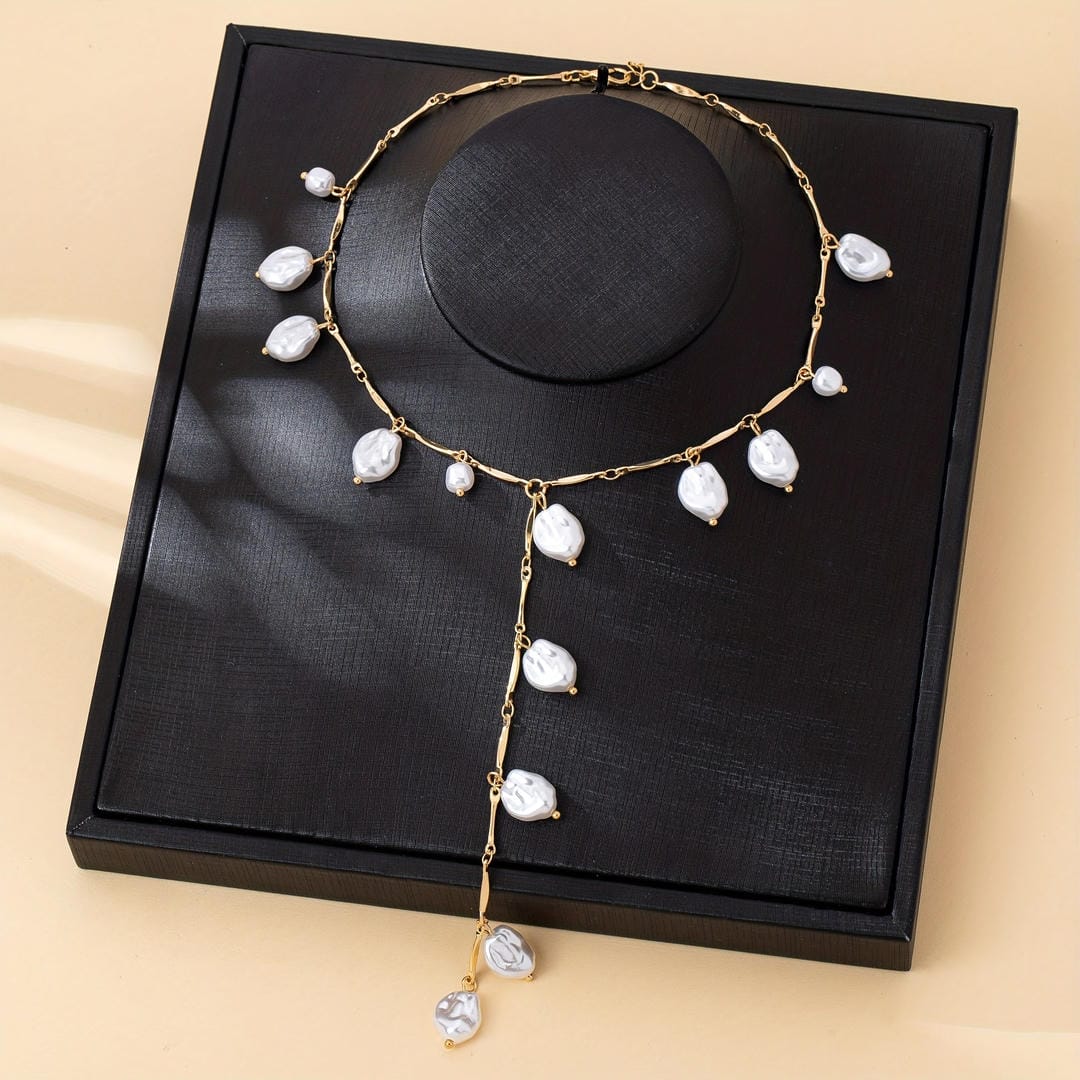 Collier Y-Lariat avec Cascade de Perles