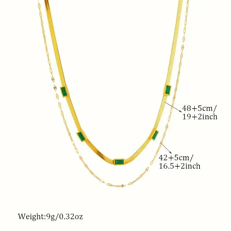 Sorella Gem Double Layer Retro Necklace | Gold