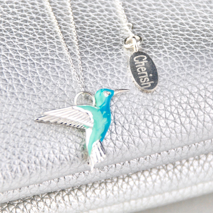 Collier en Argent Sterling Émaillé Colibri