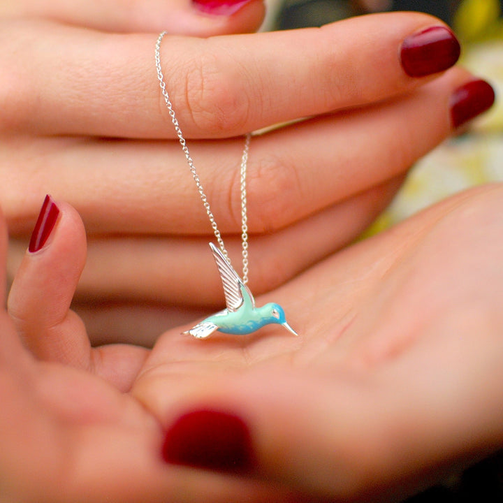 Collier en Argent Sterling Émaillé Colibri