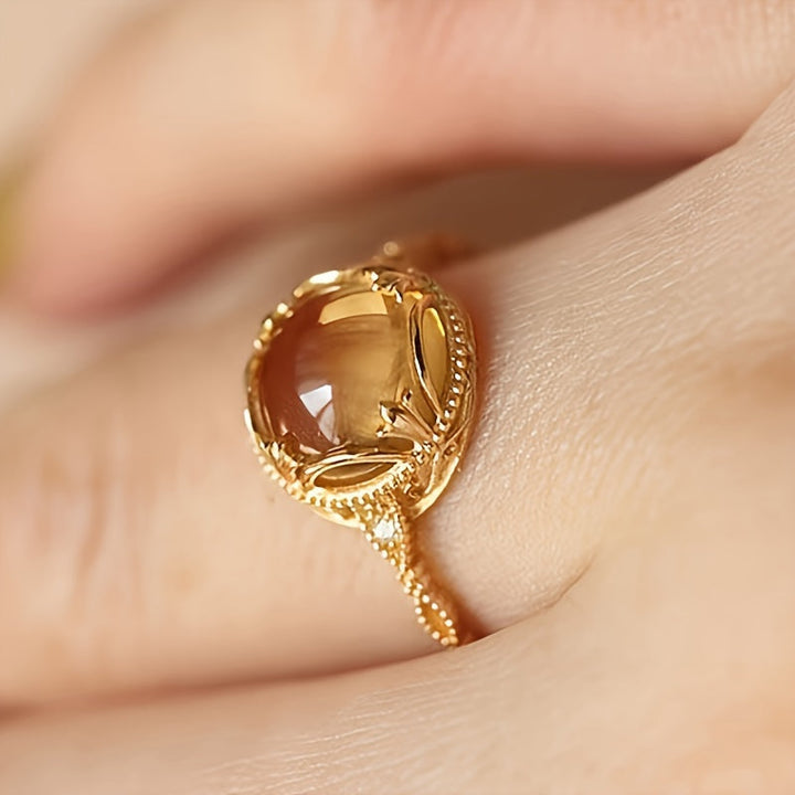 Bague Vintage en Citrine Dorée
