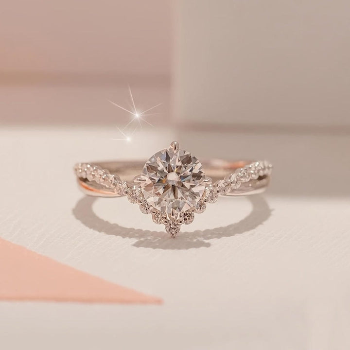 Bague de Promesse en Cristal Solitaire avec Couronne
